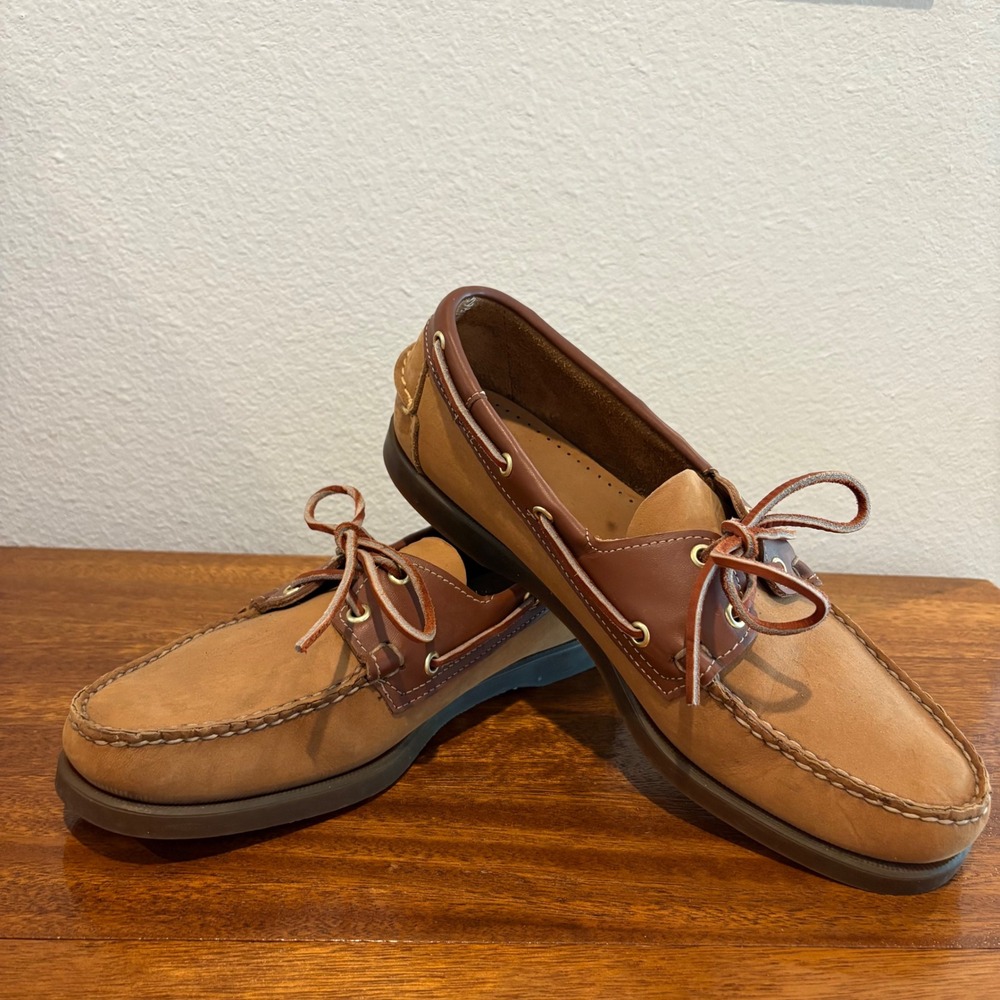 Sebago Two-Tone Tan Brown Leather Boat Shoes